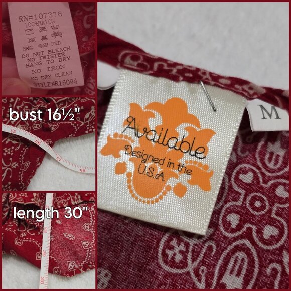 Archaic by Affliction Red Paisley Romper W/ Long Sleeves & V-Neck – M - Picture 10 of 11